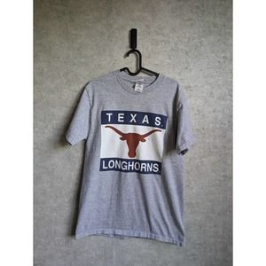 Vintage 1990’s University Of Texas Longhorns Heather Grey Box Hit T-Shirt Size M